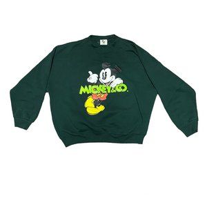 Vintage Mickey Mouse and Company Disney Graphic Green Crewneck Sweatshirt